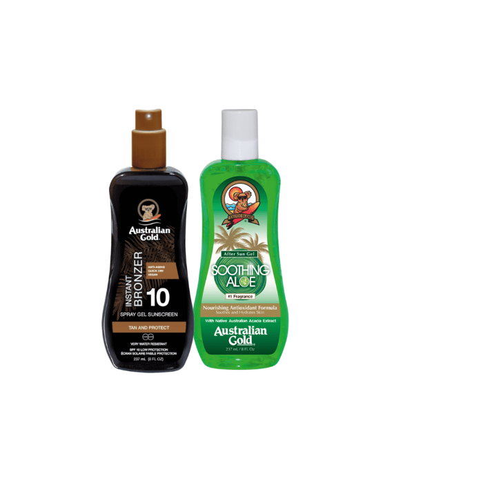 Australian Gold Set SPF 10 bronzer + Soothing Aloë Tanboutique.nl Set spf met bronzer + soothing Aloe